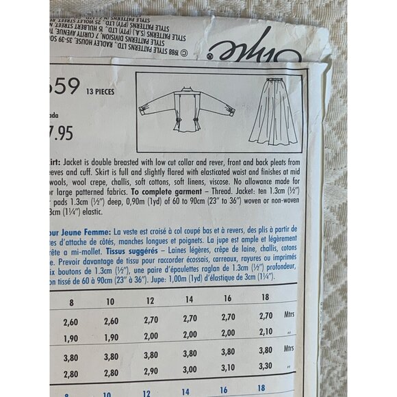 Style Misses Jacket Skirt Sewing Pattern sz 8-12 1659 - uncut - Picture 7 of 10